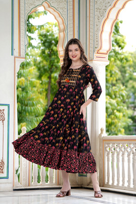 CHARVI CREATION Flared/A-line Gown(Black)