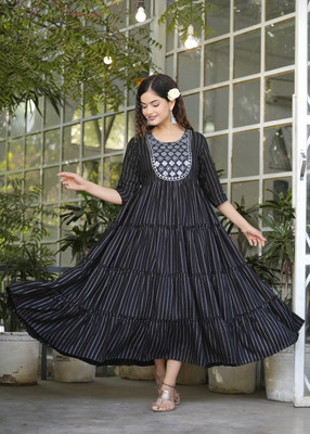 CHARVI CREATION Flared/A-line Gown(Black)