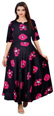 Kuber taxtile Anarkali Gown(Black)