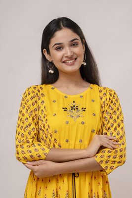 ftDiva Anarkali Gown(Yellow)