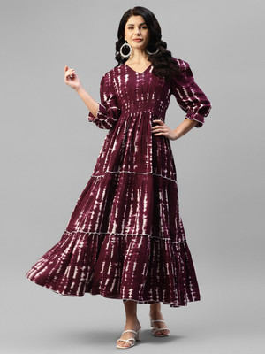 Vastani Enterprise Women Dyed/Ombre Anarkali Kurta(Maroon)
