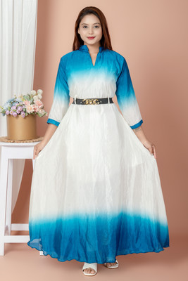 hms fashion Flared/A-line Gown(White)