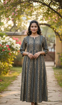 Fashion Point Anarkali Gown(Blue, Multicolor)