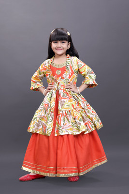satyamfab Girls Festive & Party Ethnic Jacket, Blouse and Palazzo Set(Green Pack of 1)