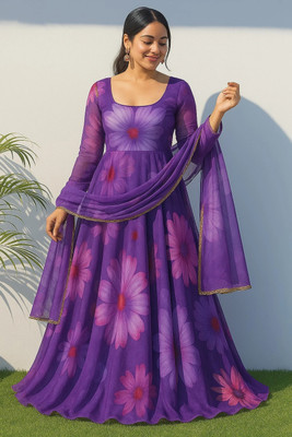 FancyFits Anarkali Gown(Purple)