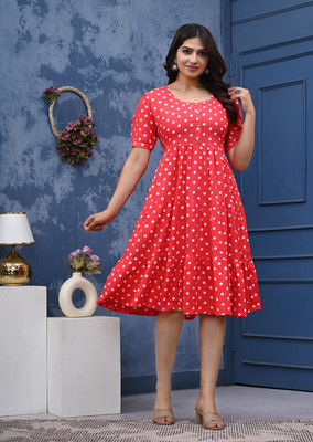 Shalimar Textile Flared/A-line Gown(Red)