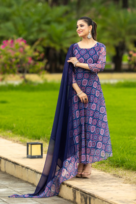 RK Creation Flared/A-line Gown(Blue)