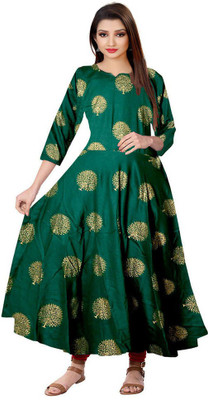 Kuber Fashion Anarkali Gown(Green)