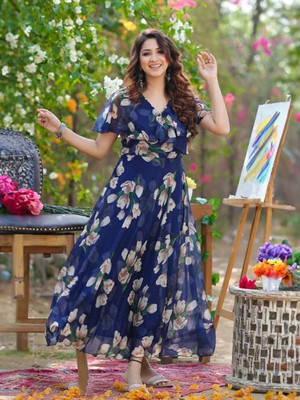 Fashion2wear Anarkali Gown(Dark Blue)