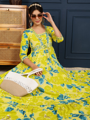 Gulmohar Jaipur Anarkali Gown(Light Green)