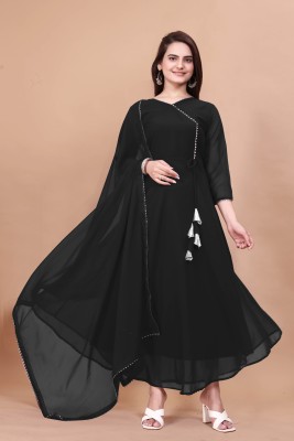 meaven tex Anarkali Gown(Black)