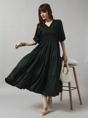 Femvy Flared/A-line Gown(Green)