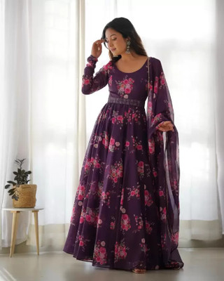 KROOZ Anarkali Gown(Purple)