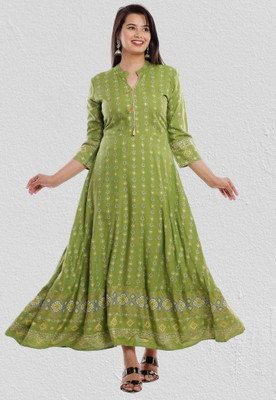 Well style Anarkali Gown(Green)
