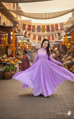 KELIFASHION Anarkali Gown(Dark Blue)
