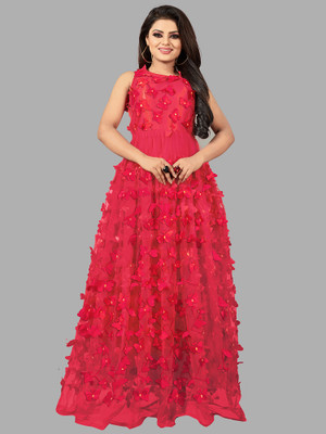 ENCLIQ Flared/A-line Gown(Red)