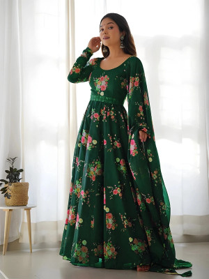 D'CART Flared/A-line Gown(Dark Green)