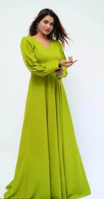ladik way Flared/A-line Gown(Light Green)