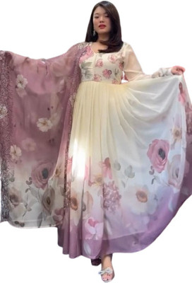 ANGELOUTLETS Anarkali Gown(Multicolor)
