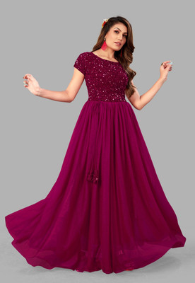 Rebikatrendz Flared/A-line Gown(Purple)