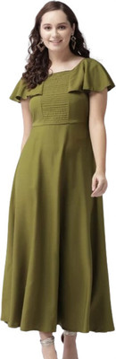 ladik way Flared/A-line Gown(Green)