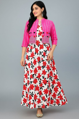 mahi creation Flared/A-line Gown(Black)