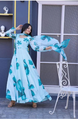 Bittu Fashion Anarkali Gown(Light Blue)