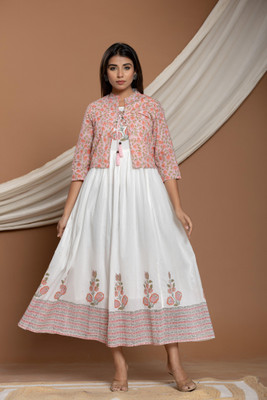 UKB FASHION HUB Flared/A-line Gown(White)