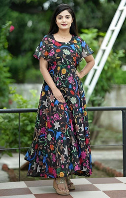 JAKHIFASHION Anarkali Gown(Multicolor)