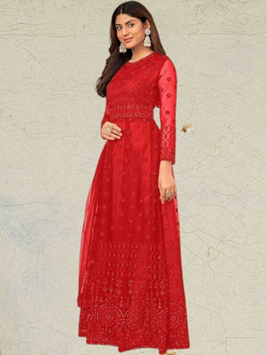 Beautypiie Anarkali Gown(Red)