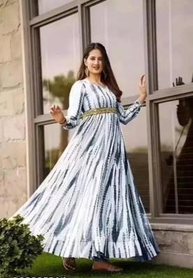 FancyFits Anarkali Gown(Grey)