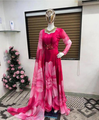 SwirlStyle Anarkali Gown(Pink)