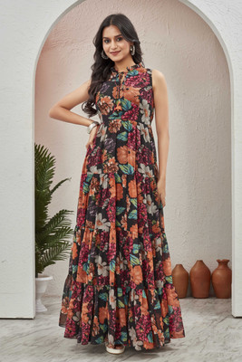 Odd by chansi Trendz Flared/A-line Gown(Black)