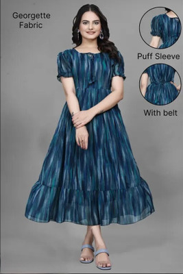 Barters boutique Flared/A-line Gown(Blue)