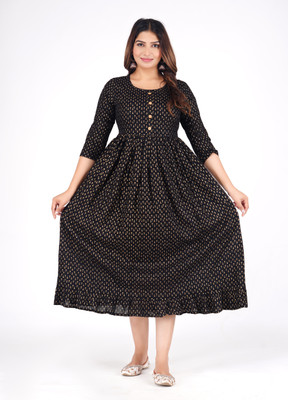 Radhe Fashion Women Printed Anarkali Kurta(Pink)