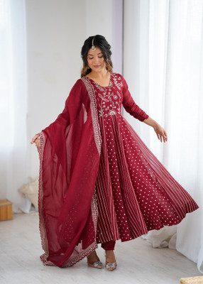 prabhuifashion Anarkali Gown(Multicolor)