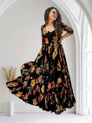 MAHADEV CREATION Anarkali Gown(Black)