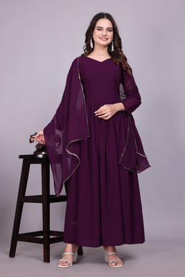 vasu clothing Anarkali Gown(Purple)