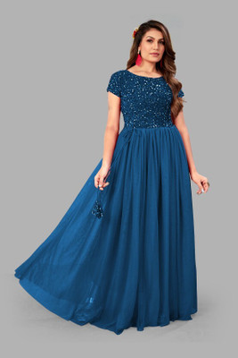 Aarya Ethnic Flared/A-line Gown(Blue)