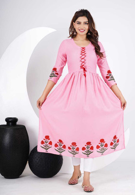 Kaif Enterprises Flared/A-line Gown(Pink)