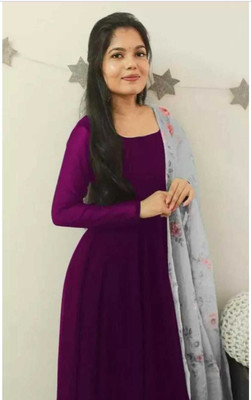 JJ FASIONLINE Women Woven Design A-line Kurta(Purple)
