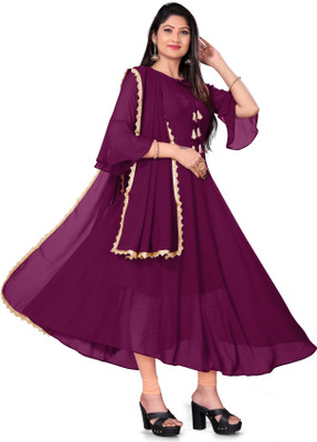 VSPCreation Anarkali Gown(Purple)