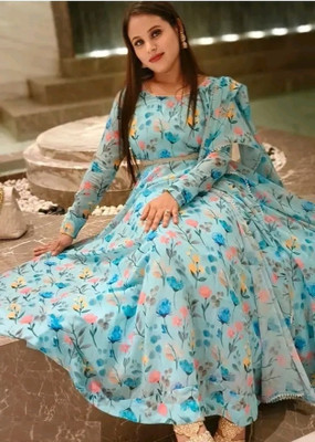 Aarna Fashion Anarkali Gown(Light Blue)