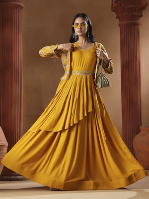 Madhuram Flared/A-line Gown(Yellow)