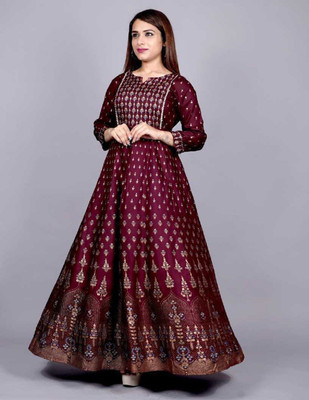 Navika Creation Anarkali Gown(Maroon)