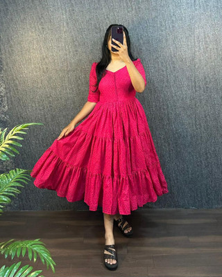 Aurasoft Flared/A-line Gown(Pink)