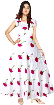 Disha Gallery LIVE Flared/A-line Gown(White)