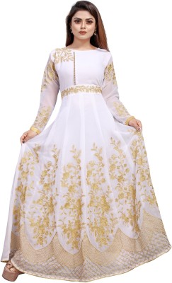 LADY SHOPI Anarkali Gown(White)