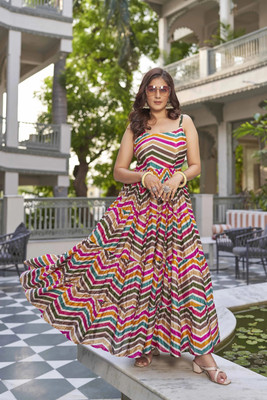 Odd by chansi Trendz Flared/A-line Gown(Multicolor)