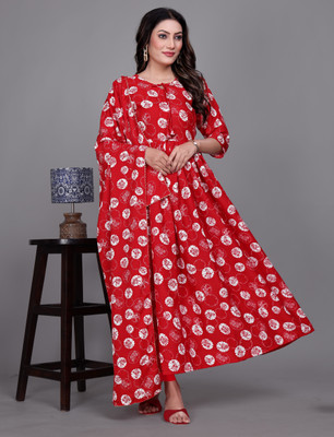shreekhodal Anarkali Gown(Red)
